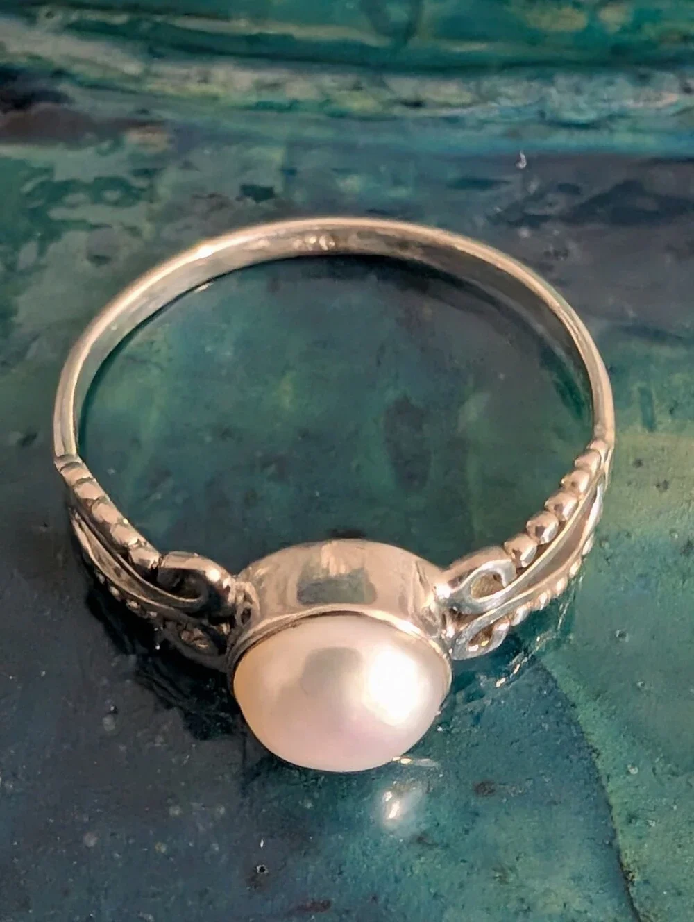 🆕 Sterling Silver Genuine Natural Pearl Ring Size 11.5